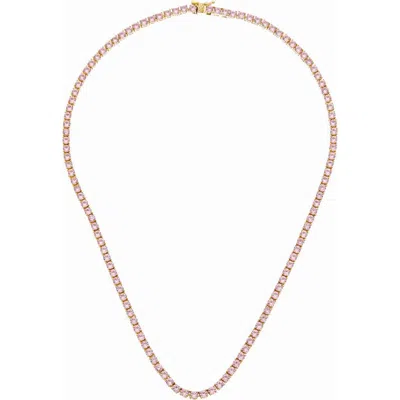 Juvell Pink Topaz Tennis Necklace In Yellow