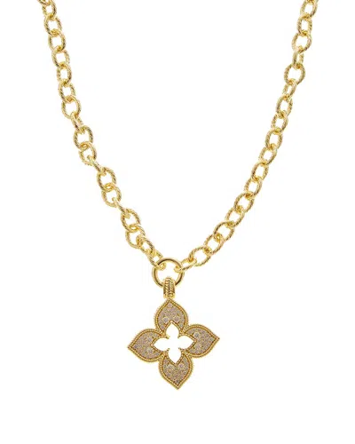 Juvell Plated Cz Clover Link Necklace In Gold