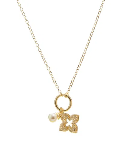 Juvell Plated Cz Clover Link Necklace In Gold