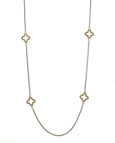 Juvell Plated Cz Clover Link Necklace In Gold