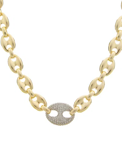 Juvell Plated Cz Puffed Mariner Link Necklace In Brown