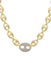 Juvell Plated Cz Puffed Mariner Link Necklace In Gold