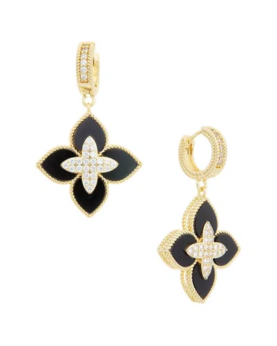 Juvell Cubic Zirconia Clover Drop Huggie Hoop Earrings In Gold