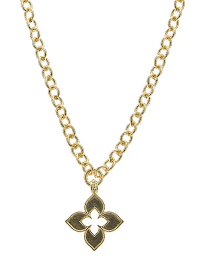 Juvell Plated Lab-grown Mother Of Pearl Clover Necklace In Gold