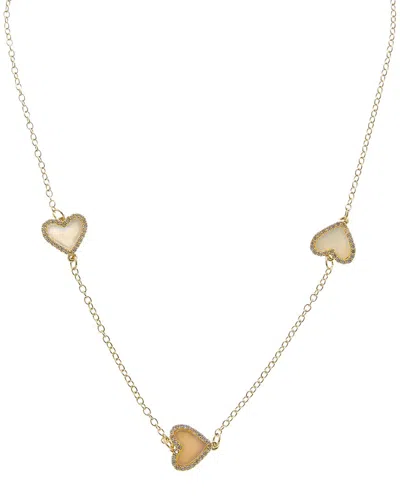 Juvell Plated Lab-grown Mother Of Pearl Cz Heart Necklace In Gold