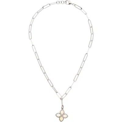 Juvell Quatrefoil Pendant Paperclip Chain Necklace In Silver