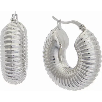 Juvell Ribbed Snap-post Hoop Earrings In Metallic
