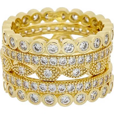 Juvell Set Of 5 Cubic Zirconia Stackable Rings In Gold