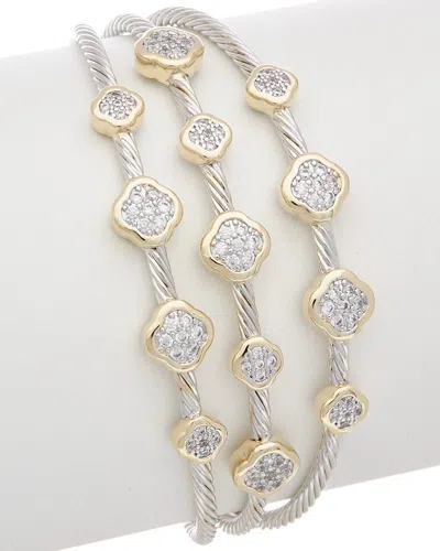 Juvell Stainless Steel Cz Bangle In Metallic