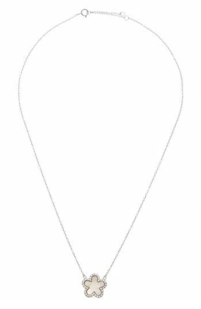 Juvell Sterling Silver Mother-of-pearl & Cubic Zirconia Clover Pendant Necklace