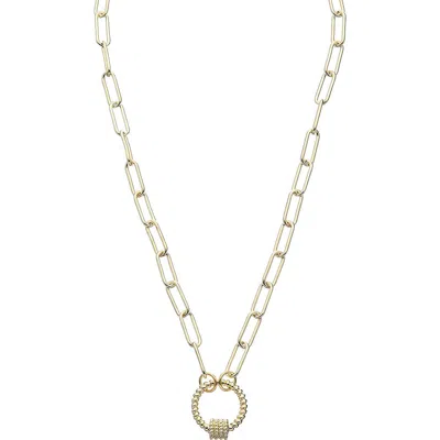 Juvell Textured Ring Pendant Paper Clip Chain Necklace In Yellow