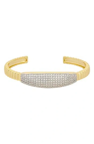 Juvell Two-tone Cubic Zirconia Cuff Bracelet In Yellow