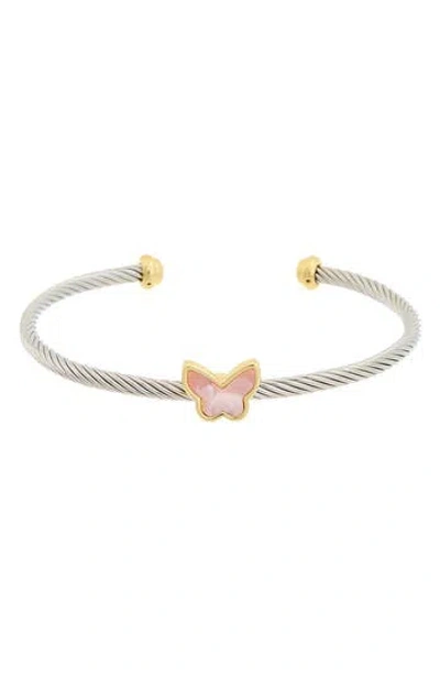 Juvell Two-tone Mother-of-pearl Butterfly Cable Bracelet