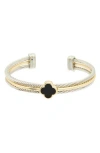 Juvell Two-tone Onyx Clover Layered Cuff Bracelet