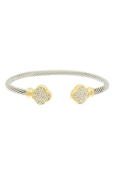 Juvell Two-tone Pavé Cubic Zirconia Clover Cable Bracelet In Multi