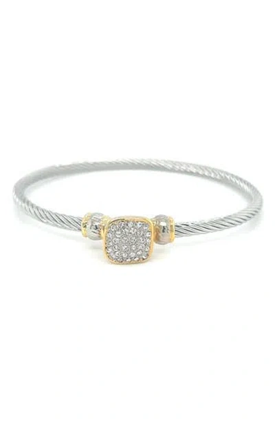 Juvell Two-tone Pavé Cubic Zirconia Square Bangle Bracelet In Multi