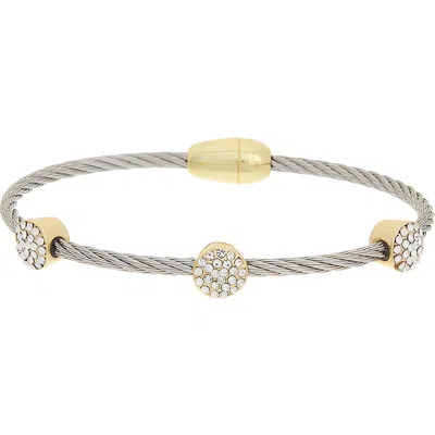 Juvell Two-tone Pavé Cubic Zirconia Station Bangle Bracelet In Multi
