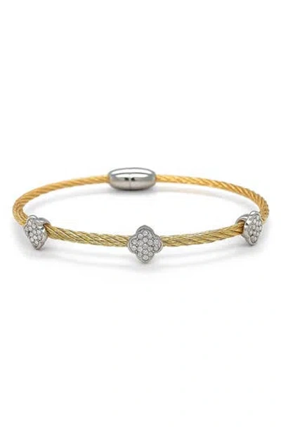 Juvell Two-tone Pavé Cubic Zirconia Station Bangle Bracelet In Multi