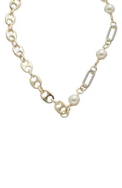 Juvell Two-tone Pearl Station Necklace In Multi