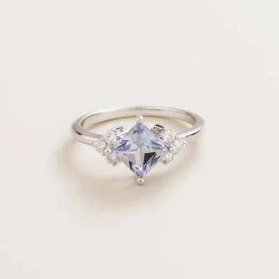 Juvetti Jewelry Amore White Gold Ring Pastel Blue Sapphire & Diamond In Metallic