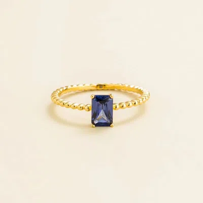 Juvetti Jewelry Buchon Gold Ring Set With Blue Sapphire In Gray