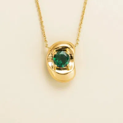 Juvetti Jewelry Fava Gold Necklace Set With Emerald In Green