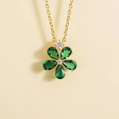 Juvetti Jewelry Florea Gold Necklace Emerald & Diamond In Green