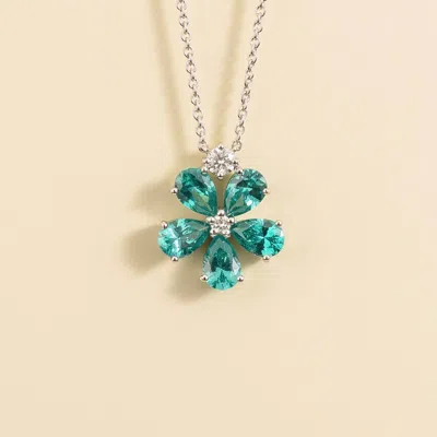 Juvetti Jewelry Florea Gold Necklace Paraiba Sapphire & Diamond In Green