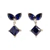 Juvetti Women's Amore White Gold Earrings Blue Sapphire & Diamonds In Blue