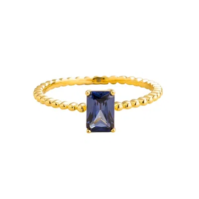 Juvetti Women's Blue / Gold Buchon Gold Ring Set With Blue Sapphire