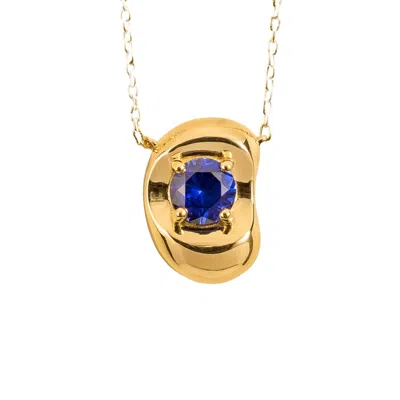 Juvetti Women's Blue / Gold Fava Gold Necklace Set With Blue Sapphire