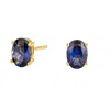 Juvetti Women's Blue / Gold Ovo Gold Earrings Set With Blue Sapphire In Multi