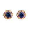 Juvetti Women's Blue / Gold / Pink Melba Gold Earrings Blue Sapphires, Pink Sapphire & Diamond In Multi