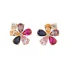 Juvetti Women's Blue / Pink / Gold Florea Gold Earrings Diamonds & Sapphire In Multi