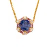 Juvetti Women's Blue / Pink / Gold Melba Necklace In Blue Sapphire, Pink Sapphire & Diamond In Multi