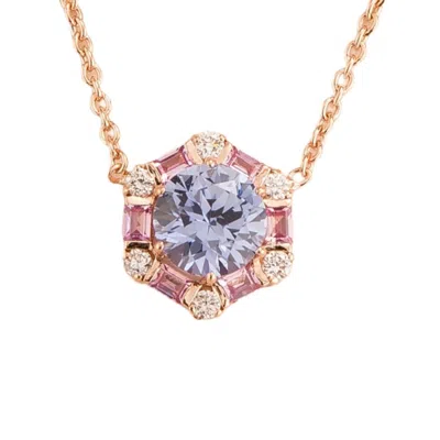 Juvetti Women's Blue / Pink / Purple Melba Rose Gold Necklace Ceylon Blue Sapphire, Pink Sapphire & Diamond