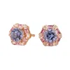 Juvetti Women's Blue / Purple / Rose Gold Melba Rose Gold Earrings Ceylon Blue Sapphires, Pink Sapphire & Di