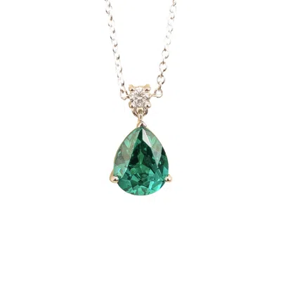 Juvetti Women's Blue / Silver / Green Ori Medium Pendant Necklace In Paraiba Sapphire & Diamond Set In White