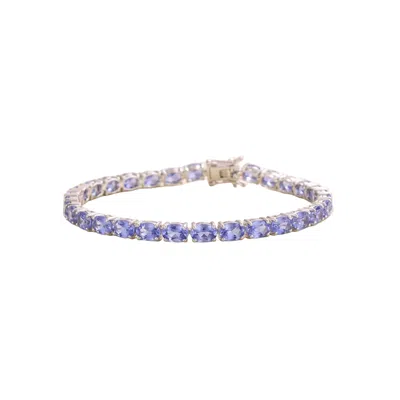 Juvetti Women's Blue / Silver Salto Light Blue Sapphire Oval Tennis Bracelet In White Gold In Blue/silver