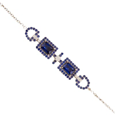 Juvetti Women's Blue / White Ciceris White Gold Bracelet Blue Sapphire & Diamond