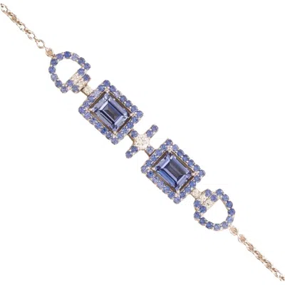 Juvetti Women's Blue / White Ciceris White Gold Bracelet Ceylon Blue Sapphire & Diamond In Metallic