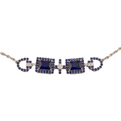 Juvetti Women's Blue / White Ciceris White Gold Necklace Blue Sapphires & Diamonds In Metallic