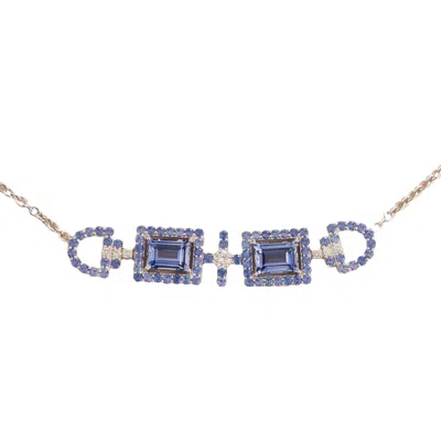 Juvetti Women's Blue / White Ciceris White Gold Necklace Ceylon Blue Sapphires & Diamonds
