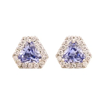 Juvetti Women's Blue / White Diana White Gold Earrings Ceylon Blue Sapphires & Diamonds