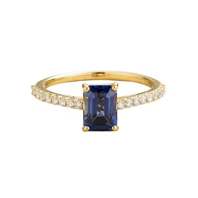 Juvetti Women's Blue / White / Gold Thamani Gold Ring Royal Blue Sapphire & Diamond In Multi