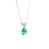 Juvetti Women's Blue / White / Green Ori Small Pendant Necklace Paraiba Sapphire & Diamond Set In White Gold In Multi