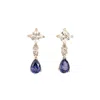 Juvetti Women's Blue / White Ori Diamond & Blue Sapphire Earrings Set In White Gold In Brown