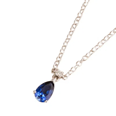 Juvetti Women's Blue / White Ori Small White Gold Pendant Necklace Blue Sapphire Diamond In Multi