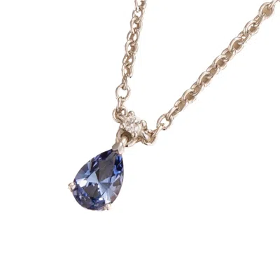 Juvetti Women's Blue / White Ori Small White Gold Pendant Necklace Pastel Blue Sapphire & Diamond