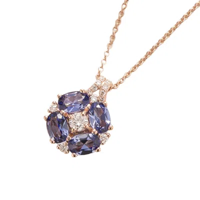 Juvetti Women's Blue / White / Rose Gold Pristi Rose Gold Necklace Ceylon Blue Sapphires Diamonds